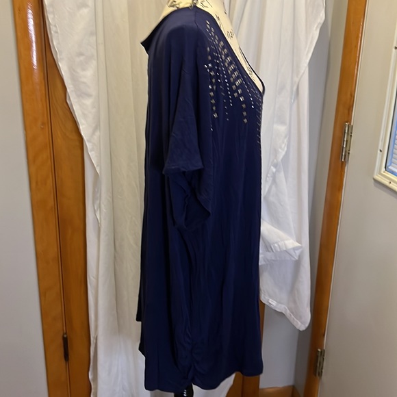 Faded Glory laddies plus size royal sapphire short sleeve shirt with rhinestones - Picture 2 of 6